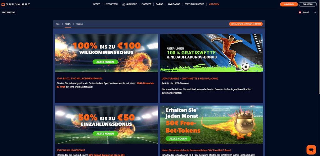 Dreambet Aktionen