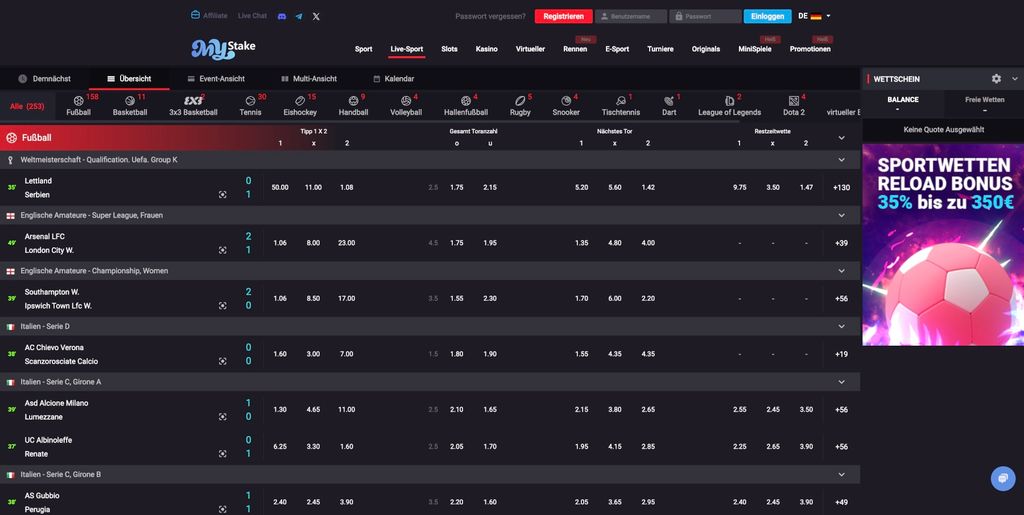 Mystake Live Wetten